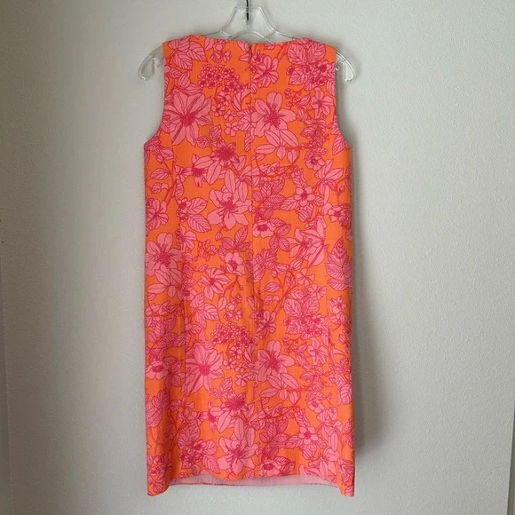 Brooks Brothers Women's Pink Orange Floral Print Zip Summer Shift Dress Sz 4 EUC - Picture 2 of 8